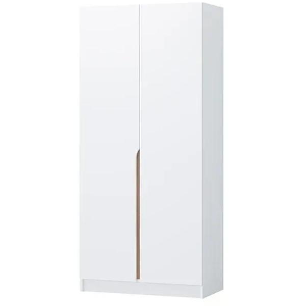 Шкаф распашной Регион 58 1000, со штангой для вешалок и полками, Белый древесный