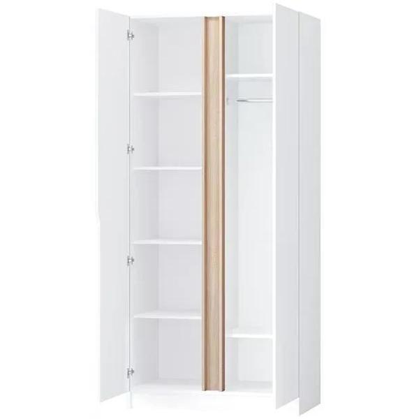 Шкаф распашной Регион 58 1000, со штангой для вешалок и полками, Белый древесный