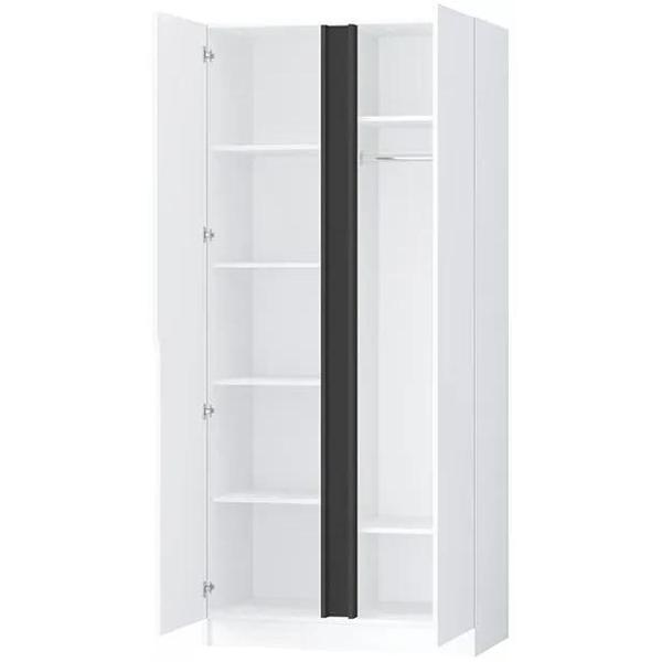 Шкаф распашной Регион 58 1000, со штангой для вешалок и полками, Белый древесный