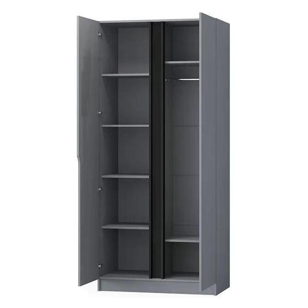 Шкаф распашной Регион 58 1000, со штангой для вешалок и полками, современный, Графит