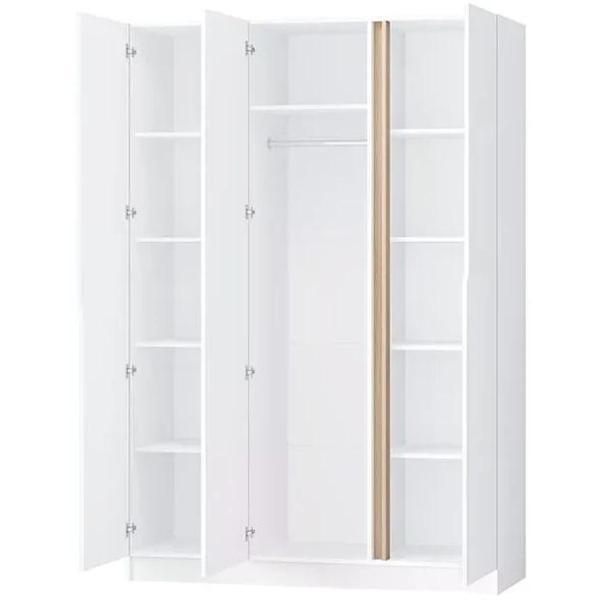 Шкаф распашной Регион 58 1500, со штангой для вешалок и полками, Белый древесный