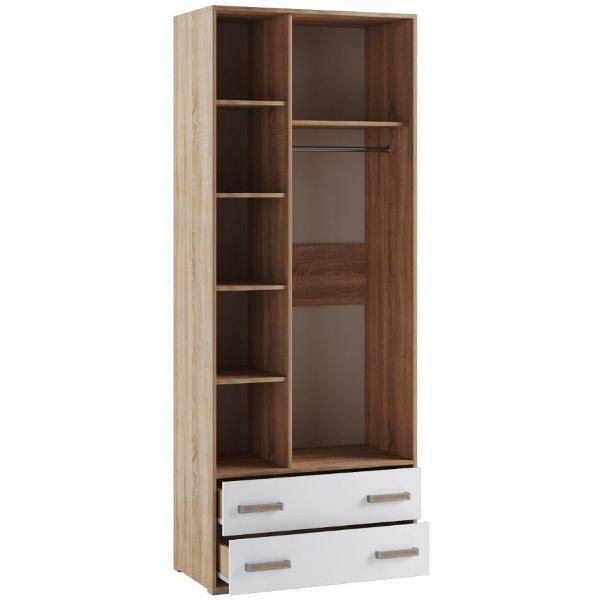 Шкаф распашной ТЭКС мебель двухстворчатый универсальный, с ящиками, Белый/Сонома (фотопечать)