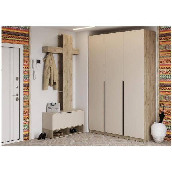 Шкаф распашной МК Стиль ШК-004 комбинированный, трехстворчатый, ЛДСП, крафт серый/кашемир