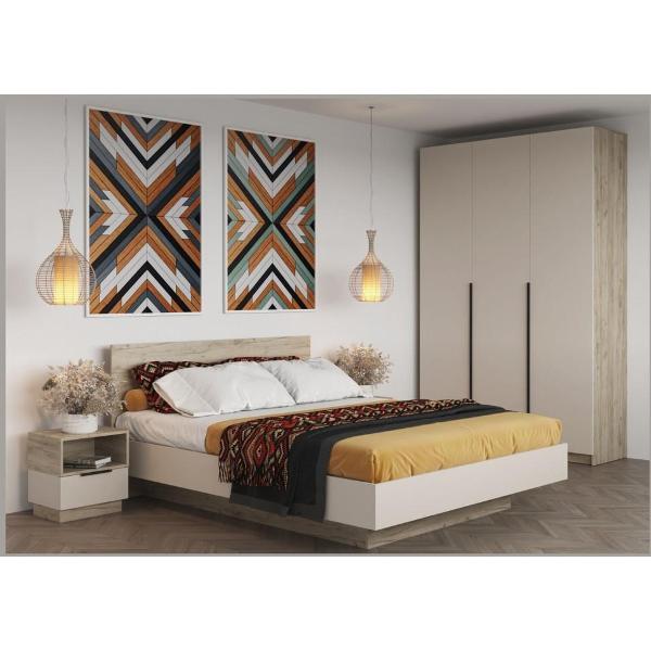 Шкаф распашной МК Стиль ШК-004 комбинированный, трехстворчатый, ЛДСП, крафт серый/кашемир