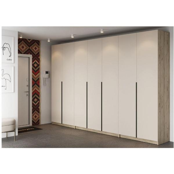 Шкаф распашной МК Стиль ШК-004 комбинированный, трехстворчатый, ЛДСП, крафт серый/кашемир