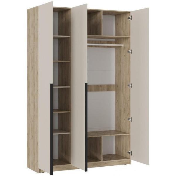 Шкаф распашной МК Стиль ШК-004 комбинированный, трехстворчатый, ЛДСП, крафт серый/кашемир