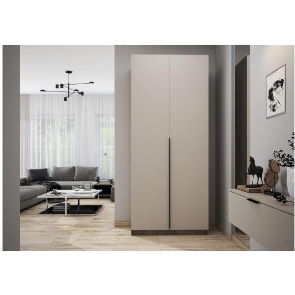 Шкаф распашной МК Стиль ШК-001, со штангой, двухдверный, ЛДСП, крафт серый/кашемир