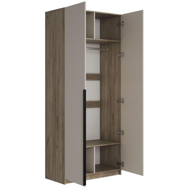 Шкаф распашной МК Стиль ШК-001, со штангой, двухдверный, ЛДСП, крафт серый/кашемир