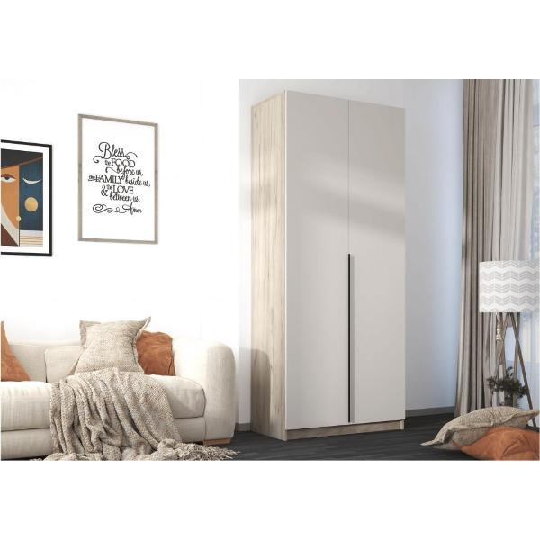 Шкаф распашной МК Стиль ШК-002 комбинированный, двухстворчатый, ЛДСП, крафт серый/кашемир