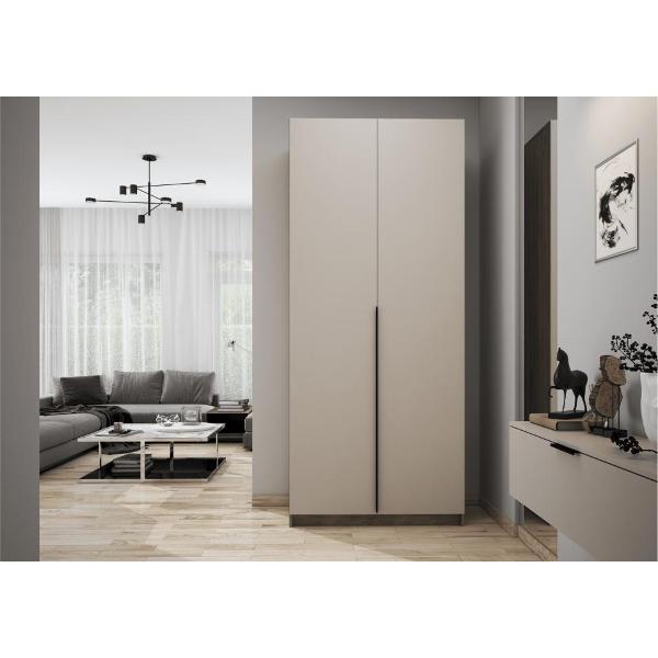 Шкаф распашной МК Стиль ШК-002 комбинированный, двухстворчатый, ЛДСП, крафт серый/кашемир