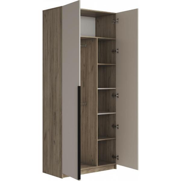 Шкаф распашной МК Стиль ШК-002 комбинированный, двухстворчатый, ЛДСП, крафт серый/кашемир