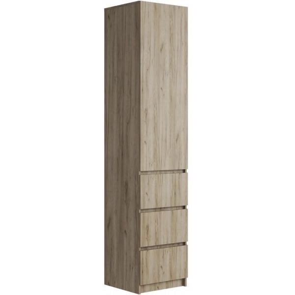 Шкаф распашной МК Стиль ШК-003 с ящиками, одностворчатый, ЛДСП, крафт серый/кашемир