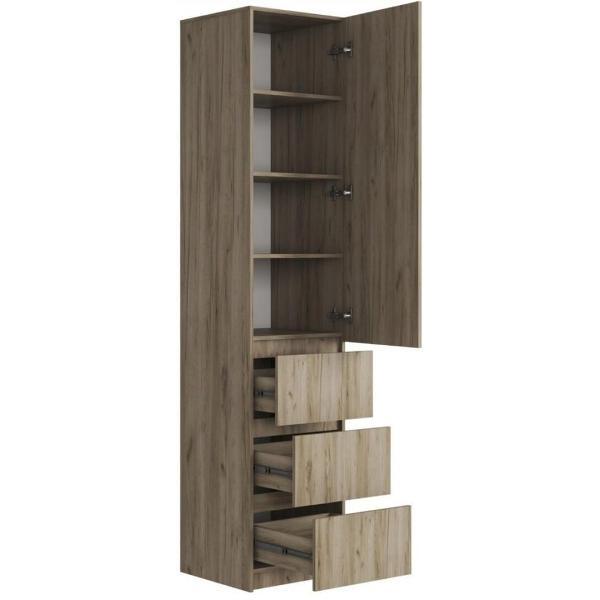 Шкаф распашной МК Стиль ШК-003 с ящиками, одностворчатый, ЛДСП, крафт серый/кашемир