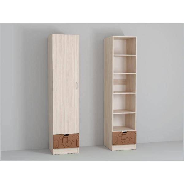 Шкаф распашной Диал Пенал МДФ, Ясень шимо светлый/Шоколад (квадрат)