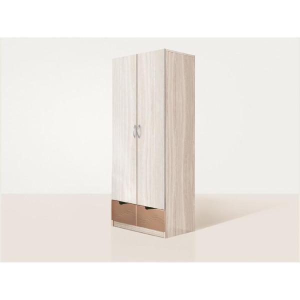 Шкаф распашной Диал 2-х створчатый МДФ, Ясень шимо светлый/Шоколад (волна)