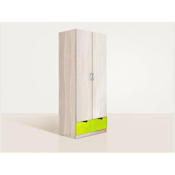 Шкаф распашной Диал 2-х створчатый МДФ, Ясень шимо светлый/Шоколад (волна)