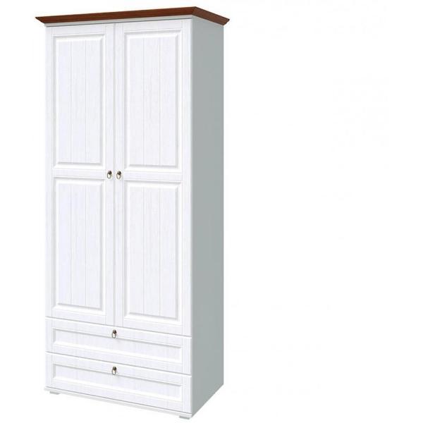 Шкаф распашной МИФ Мебель платяной, Белый матовый с отделкой Орех, с фасадами МДФ