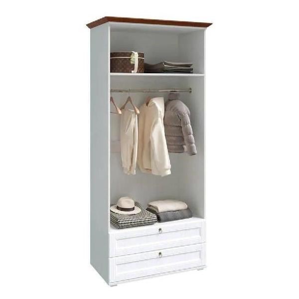 Шкаф распашной МИФ Мебель платяной, Белый матовый с отделкой Орех, с фасадами МДФ