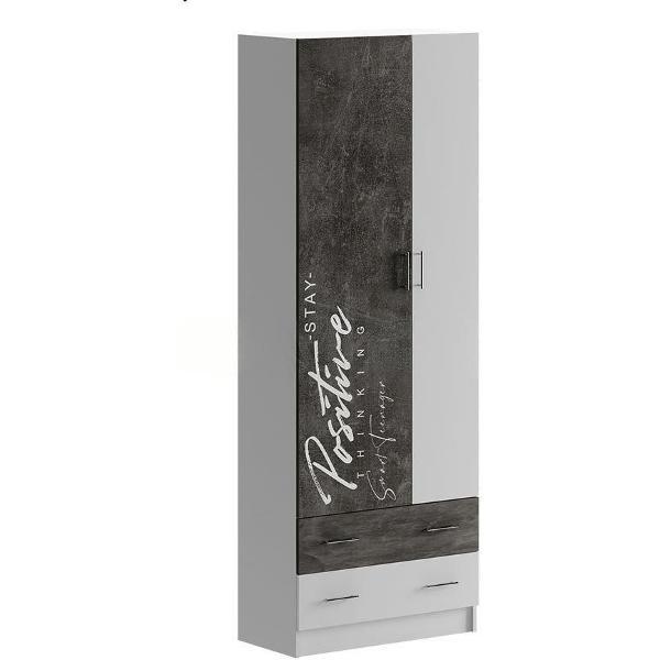 Шкаф распашной МИФ Мебель для детской комнаты с фотопечатью, Белый/Графит