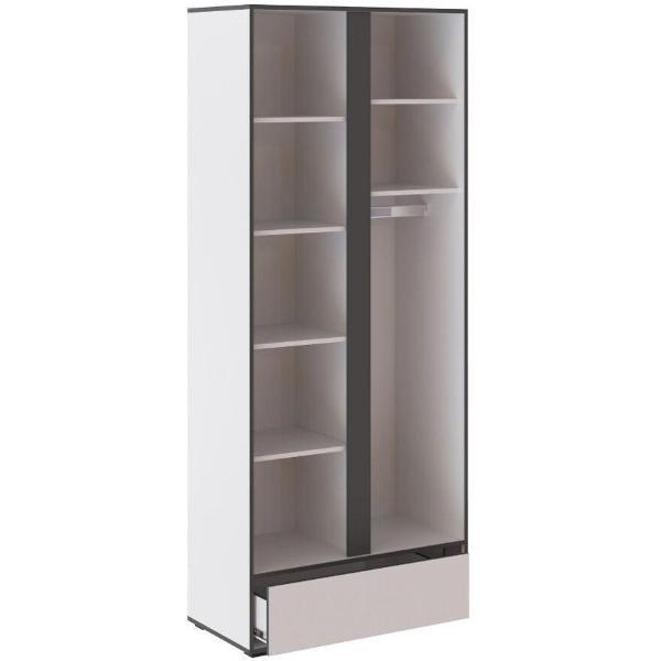 Шкаф распашной ТЭКС мебель Современный Шкаф, белый/графит серый, (ЛДСП)