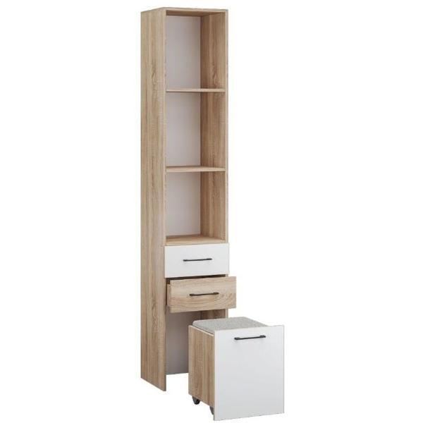 Шкаф распашной ТЭКС мебель Пенал с выдвижным пуфиком и 2 ящиками, ЛДСП, дуб