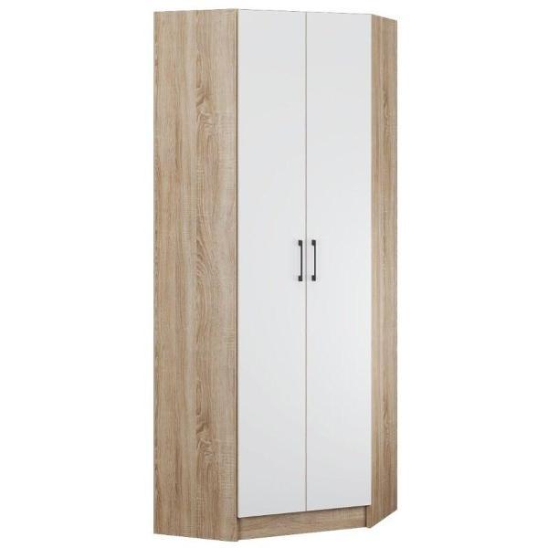 Шкаф распашной ТЭКС мебель угловой двухдверный, без зеркала, ЛДСП, дуб сонома/Белый