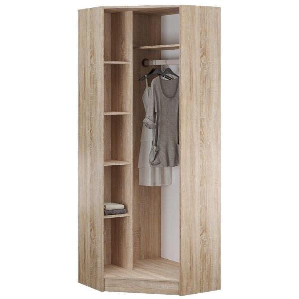 Шкаф распашной ТЭКС мебель угловой двухдверный, без зеркала, ЛДСП, дуб сонома/Белый