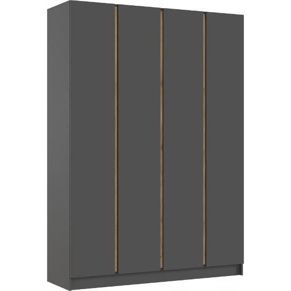 Шкаф распашной МИФ Мебель 4-х створчатый 1600, в современном стиле, графит/графит (ЛДСП)