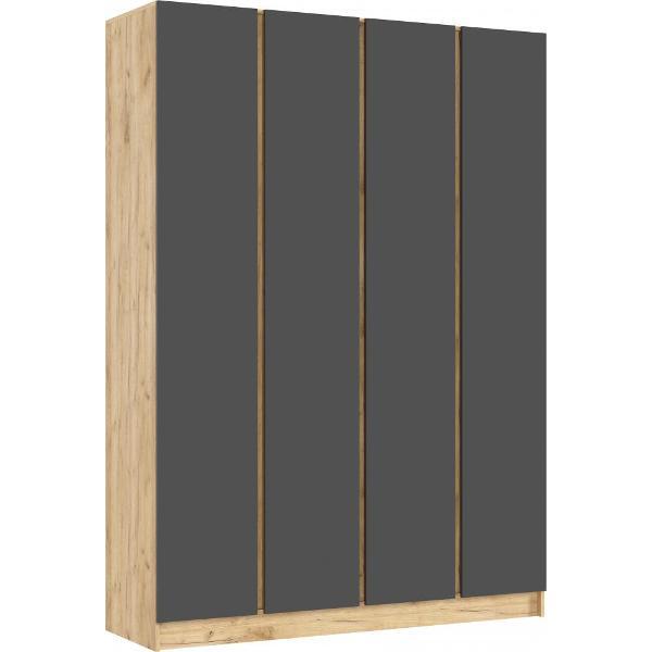 Шкаф распашной МИФ Мебель 4-х створчатый 1600, в современном стиле, графит/дуб крафт