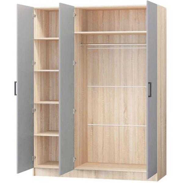 Шкаф распашной Регион 58 3 дверный МДФ, со штангой для вешалок, Фисташка/Дуб Сонома