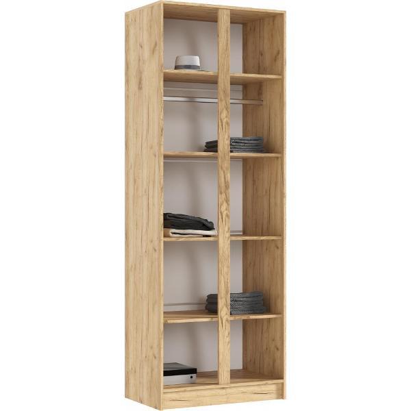 Шкаф распашной МИФ Мебель 2-х створчатый 800, в современном стиле, белый глянец/дуб крафт