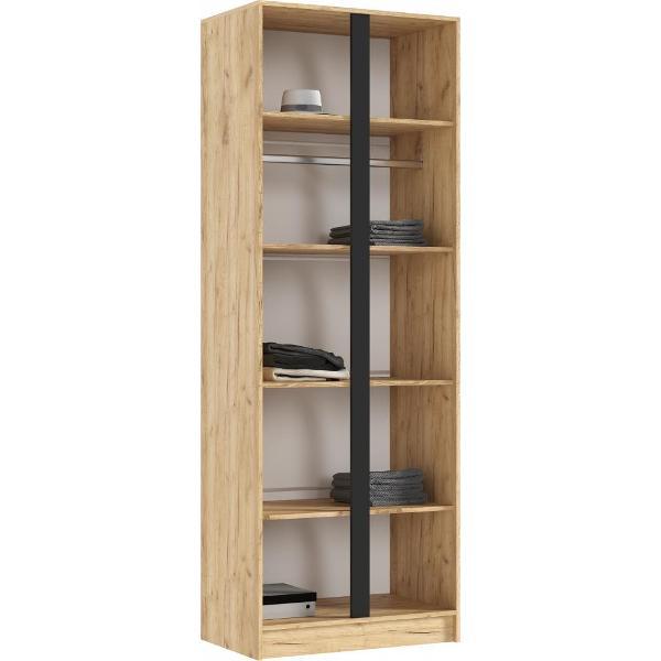 Шкаф распашной МИФ Мебель 2-х створчатый 800, в современном стиле, графит/дуб крафт