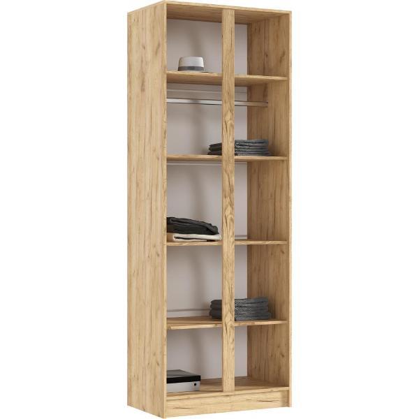 Шкаф распашной МИФ Мебель 2-х створчатый 800, со штангой для вешалок и полками, Дуб крафт/Изумрудный