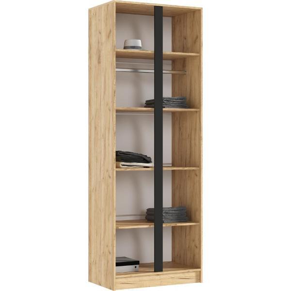 Шкаф распашной МИФ Мебель 2-х створчатый 800, со штангой для вешалок и полками, Дуб крафт/Изумрудный