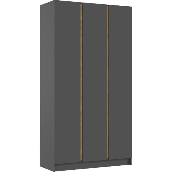 Шкаф распашной МИФ Мебель 3-х створчатый 1200, в современном стиле, графит/графит (ЛДСП)
