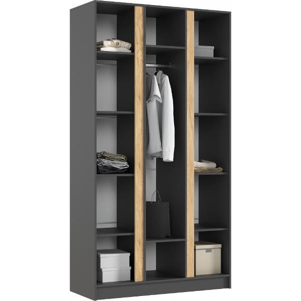 Шкаф распашной МИФ Мебель 3-х створчатый 1200, в современном стиле, графит/графит (ЛДСП)