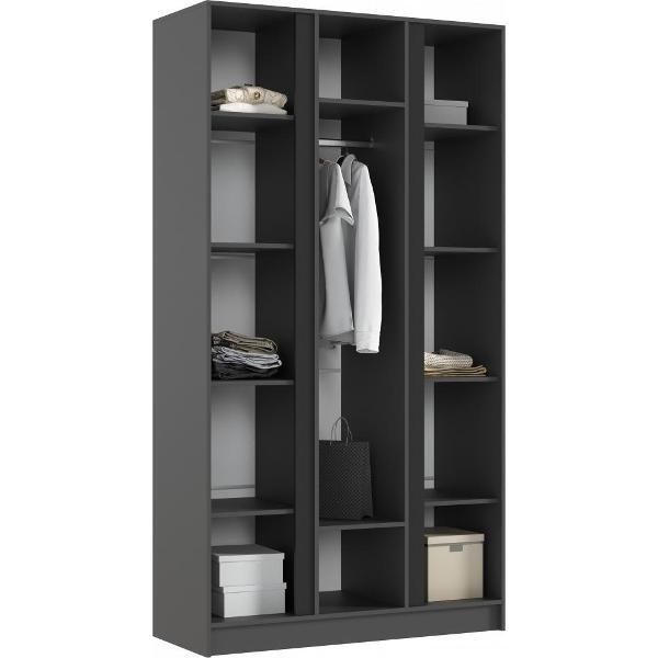 Шкаф распашной МИФ Мебель 3-х створчатый 1200, в современном стиле, графит/графит (ЛДСП)