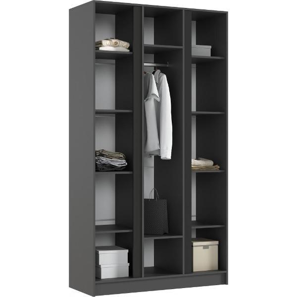 Шкаф распашной МИФ Мебель 3-х створчатый 1200, со штангой для вешалок и полками, Графит/Изумрудный