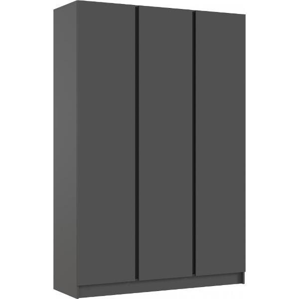 Шкаф распашной МИФ Мебель 3-х створчатый 1500, со штангой для вешалок и полками, Графит/Графит