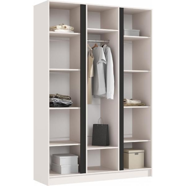 Шкаф распашной МИФ Мебель 3-х створчатый 1500, со штангой для вешалок и полками, Кашемир/Кашемир