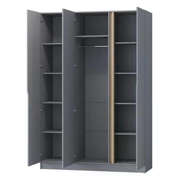 Шкаф распашной Регион 58 1500, со штангой для вешалок и полками, современный, Графит