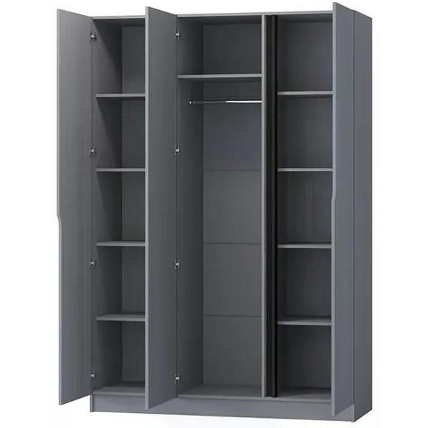 Шкаф распашной Регион 58 1500, со штангой для вешалок и полками, современный, Графит