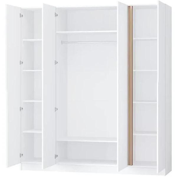 Шкаф распашной Регион 58 2000, со штангой для вешалок и полками, Белый древесный