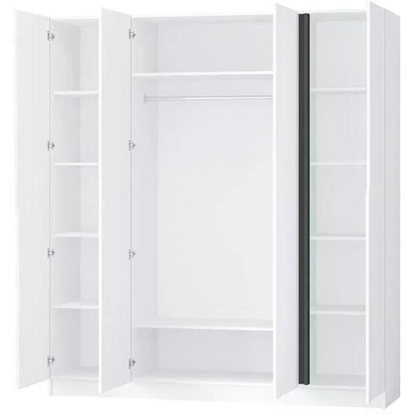 Шкаф распашной Регион 58 2000, со штангой для вешалок и полками, Белый древесный