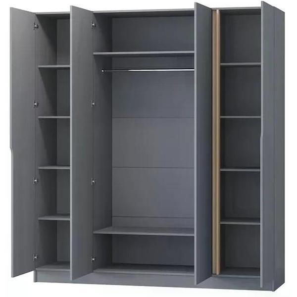 Шкаф распашной Регион 58 2000, со штангой для вешалок и полками, современный, Графит