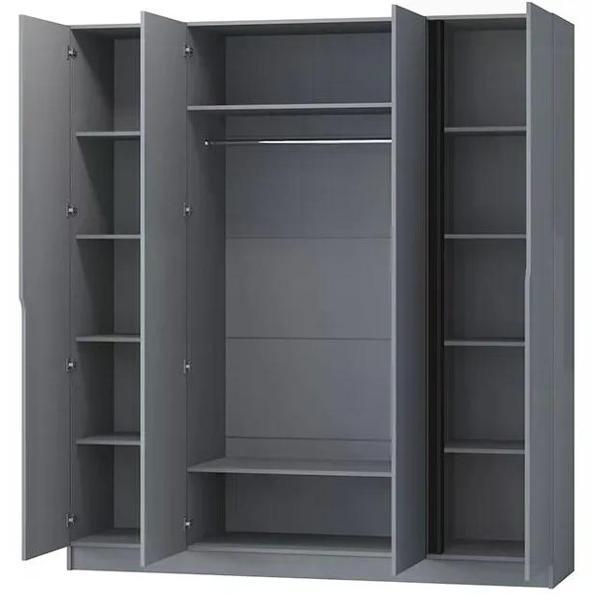 Шкаф распашной Регион 58 2000, со штангой для вешалок и полками, современный, Графит