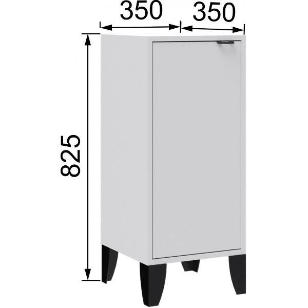 Шкаф распашной Domani низкий с дверью, узкая конструкция, Белый ЛДСП