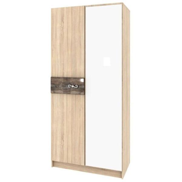 Шкаф распашной ТЭКС мебель двухстворчатый, дуб сонома/МДФ дуб шале мореный,