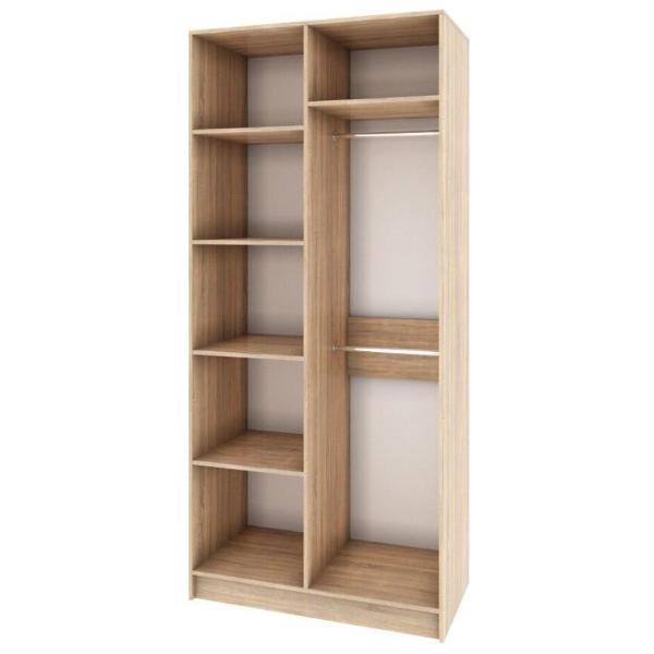 Шкаф распашной ТЭКС мебель двухстворчатый, дуб сонома/МДФ дуб шале серебро,