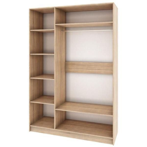 Шкаф распашной ТЭКС мебель 3-х створчатый, дуб сонома/МДФ дуб шале мореный (с зеркалом)